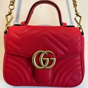 Gucci Red Quilted Mini Bag with Gold Accents